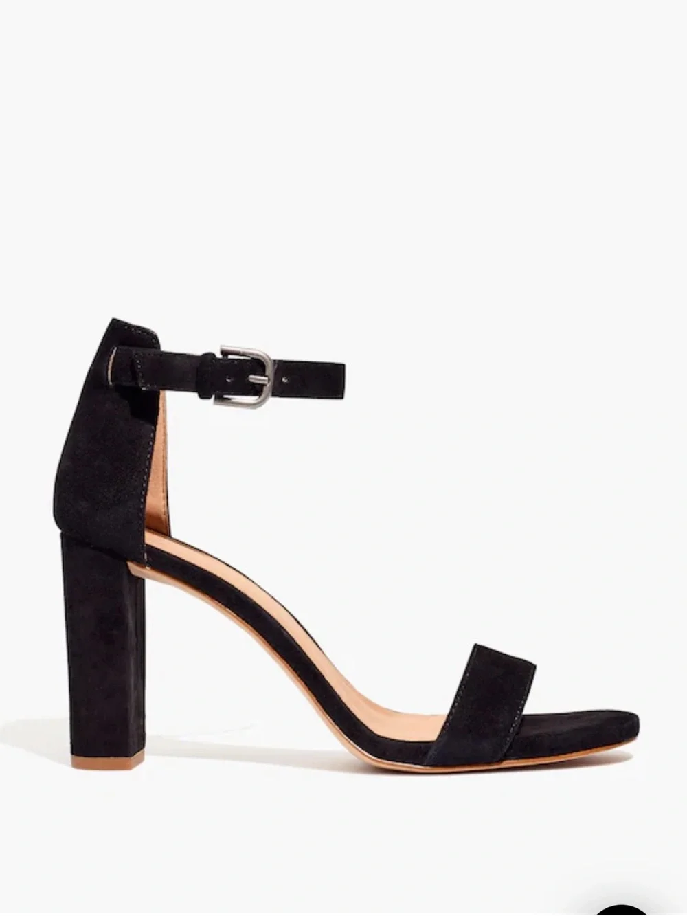 J. Crew Black Suede Ankle-Strap Block Heel Sandals